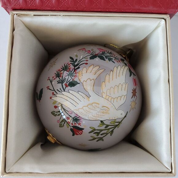 Christmas Ornament Glass Li Bien "Peace on Earth" Dove 2024 Hand-Painted Collect - Picture 1 of 8